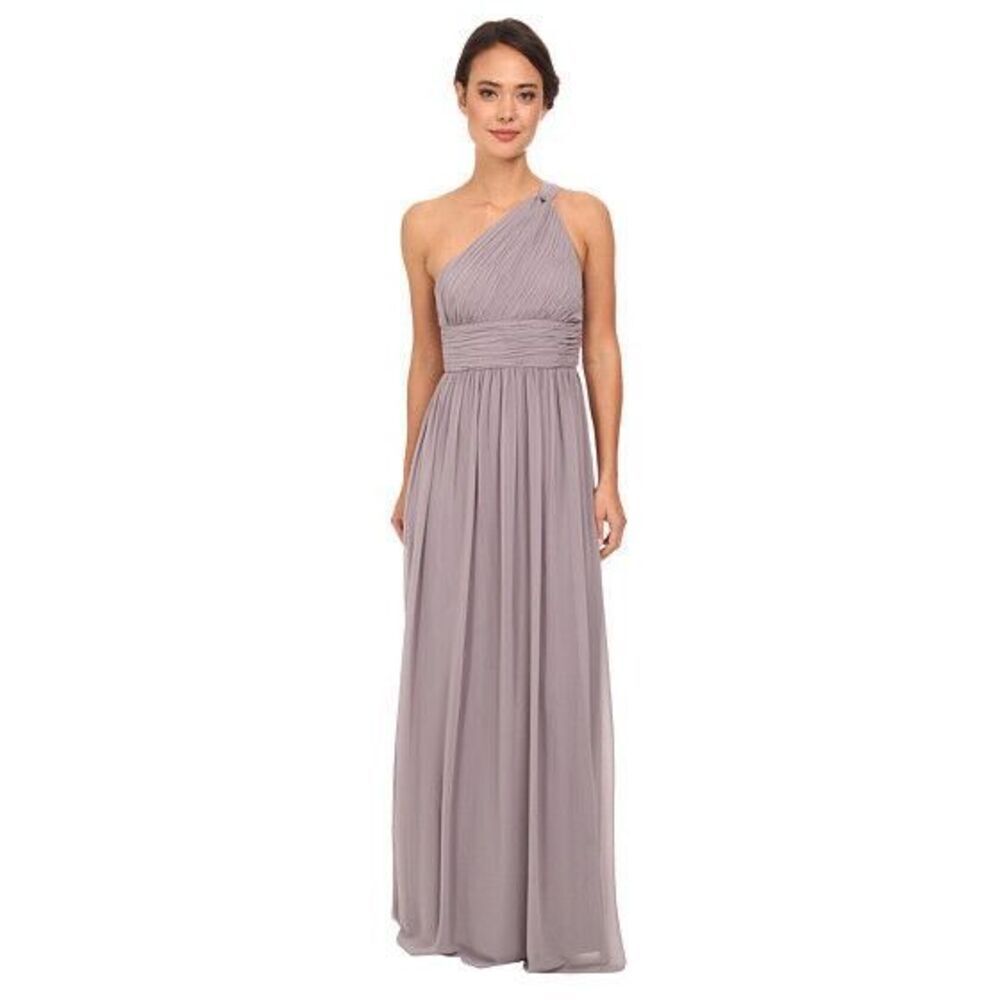 ✨Donna Morgan 'Rachel' Ruched One-Shoulder Chiffon Lavender Sz 6 Gown✨